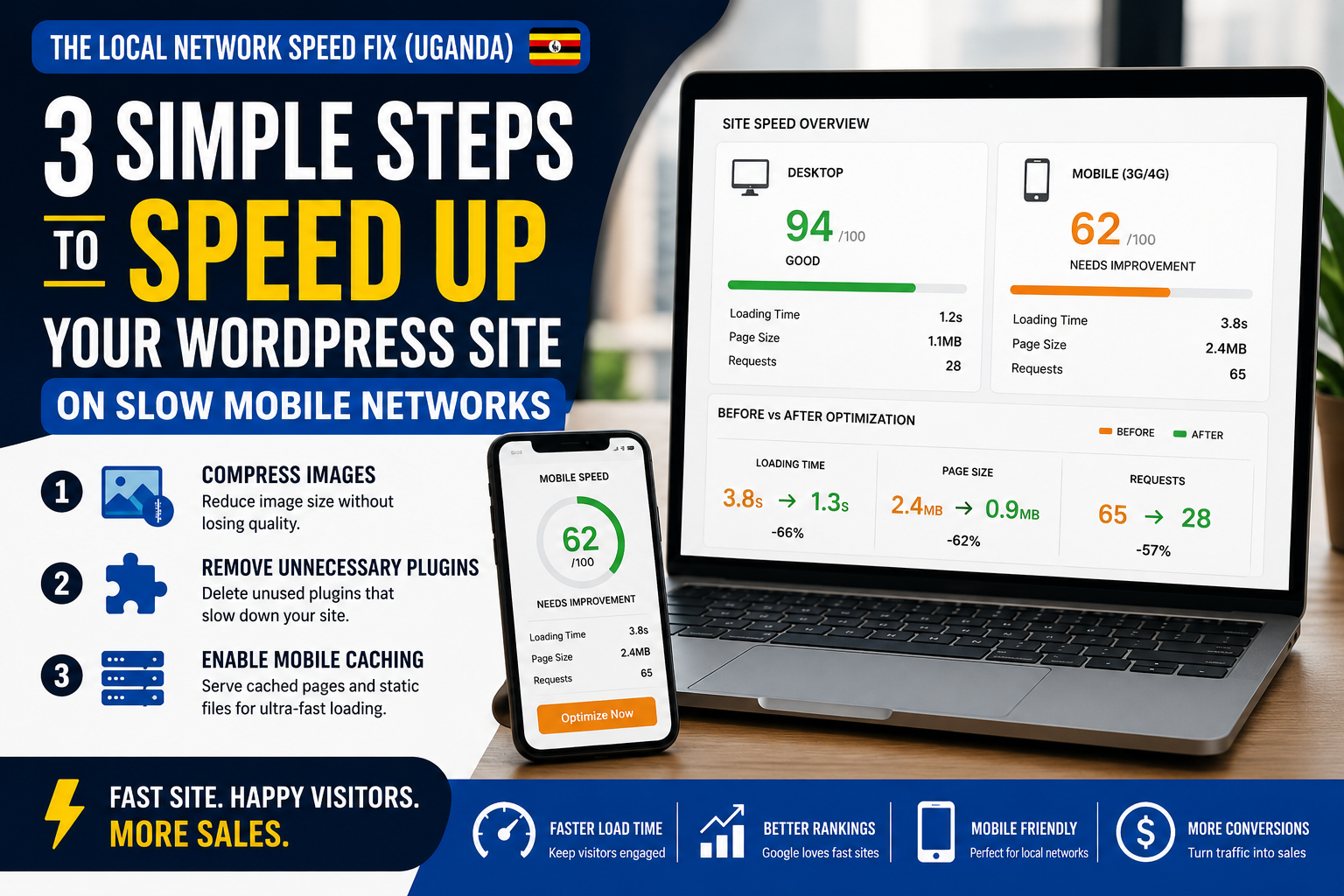 3 Simple Steps to Speed Up Your WordPress Site on Slow Mobile Networks.